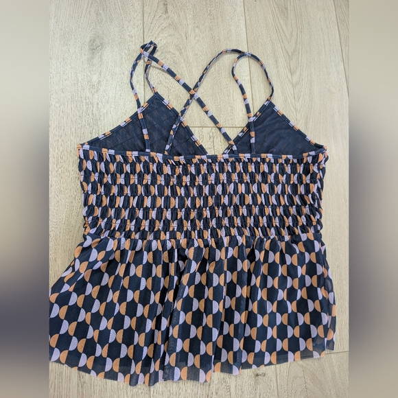 Anthropologie mesh v-neck ruffled tank top Size M - Picture 4 of 6